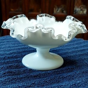 Westmoreland milk glass silvercrest compote